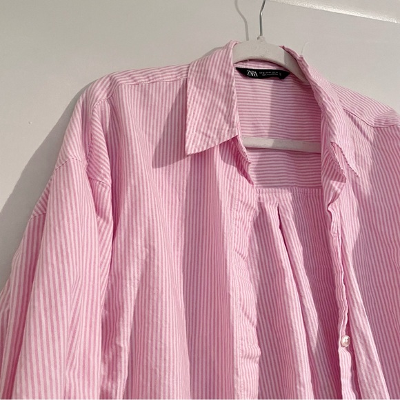 Zara Pink Striped Button-Up Shirt - Picture 3 of 8